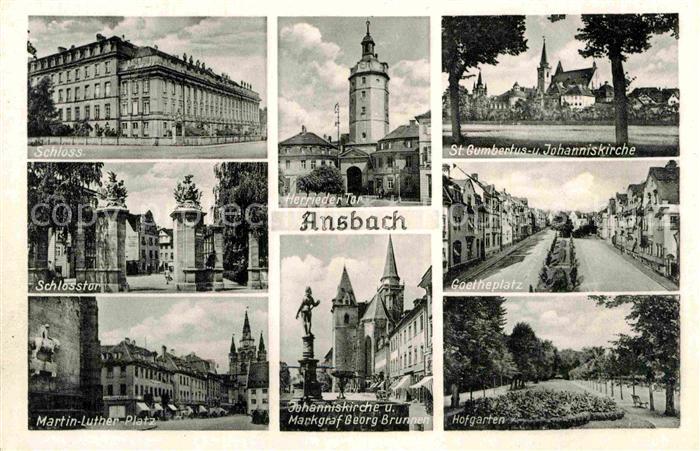 Ansbach Mittelfranken Schloss Herrieder Tor Johanniskirche Schlosstor Goetheplat