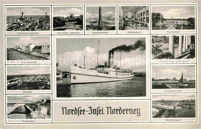Norderney Nordseebad Dampferankunft Leuchtturm Wellenbad Kurhaus Kaisers Strand