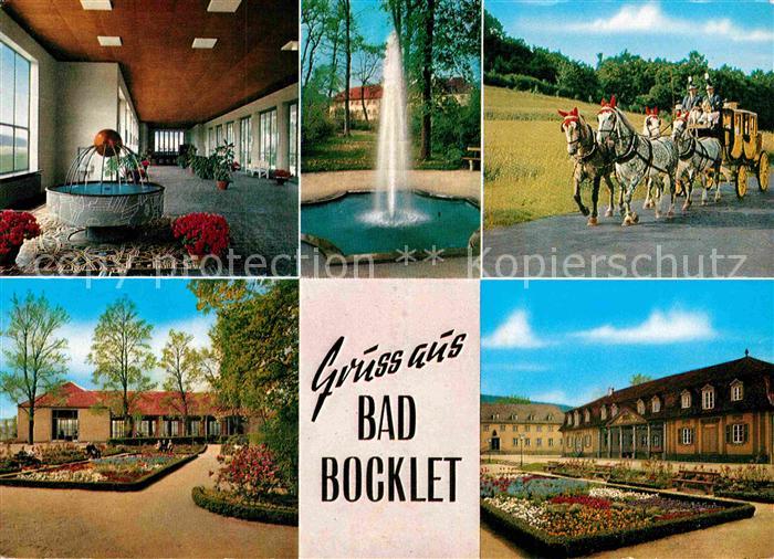 Bad Bocklet Kurhaus Fontaene Vierspaennerkutsche Park