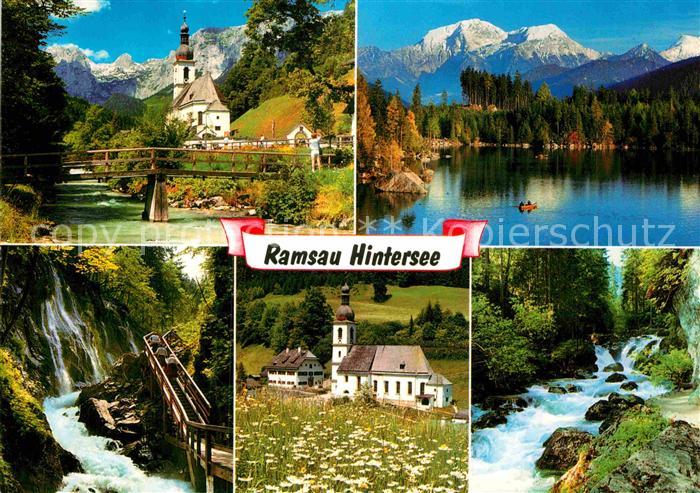 Hintersee Berchtesgaden Kirche Seepartie Wasserfall Kirche
