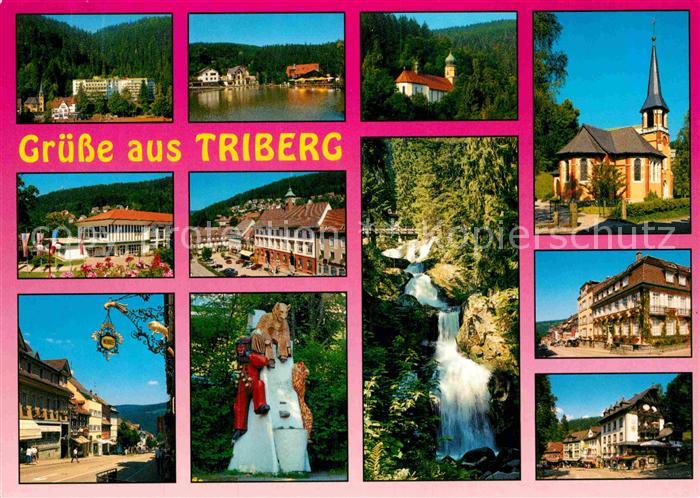Triberg Schwarzwald Teilansichten Narrenbrunnen Wasserfaelle Kirchen