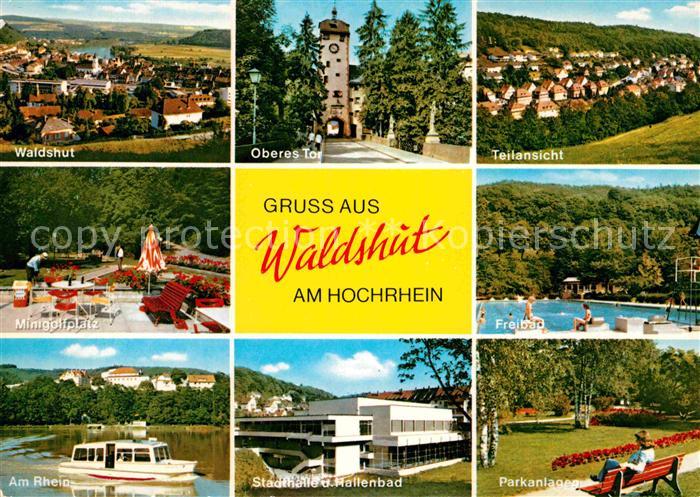 Waldshut-Tiengen Waldshut Oberes Tor Teilansicht Minigolf Freibad Rheinpartie St