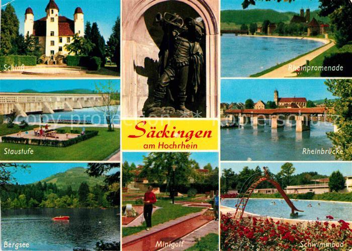 Saeckingen Rhein Schloss Rheinpromenade Staustufe Rheinbruecke Bergsee Minigolf