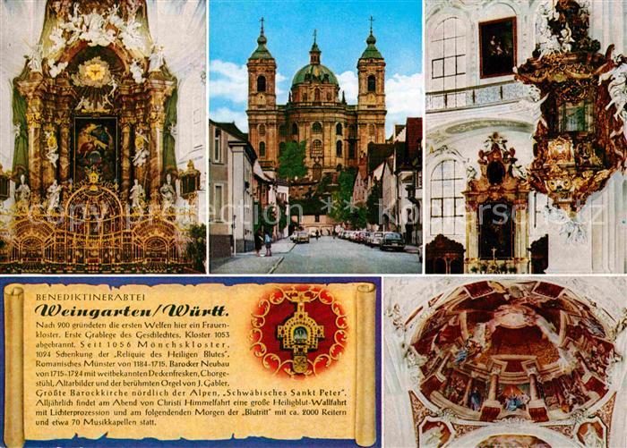Weingarten Wuerttemberg Benediktinerabtei Barockkirche Kanzel Deckengemaelde