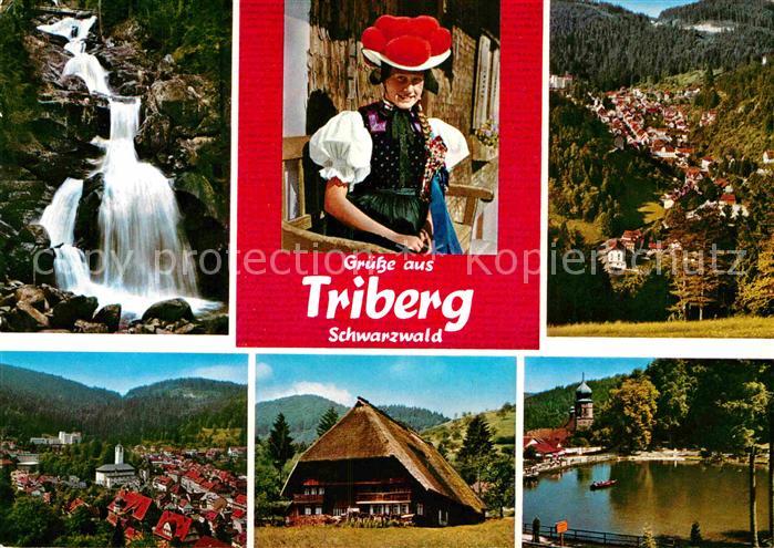 Triberg Schwarzwald Wasserfaelle Trachtenmaedchen Panorama Schwarzwaldhaus Schwa