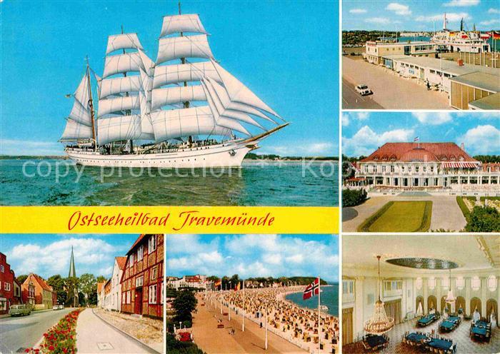 Travemuende Ostseebad Segelschiff Strassenpartie Strand Kurhaus Festsaal