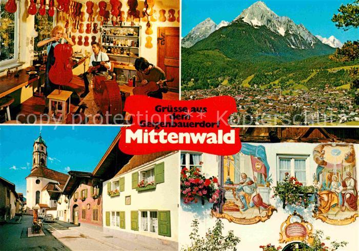 Mittenwald Bayern Geigenbauwerkstaette Panorama Pfarrkirche St Peter und Paul Ha