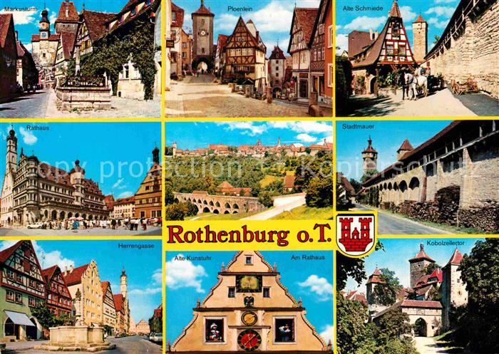 Rothenburg Tauber Markusturm Ploenlein Alte Schmiede Rathaus Stadtmauer Herrenga