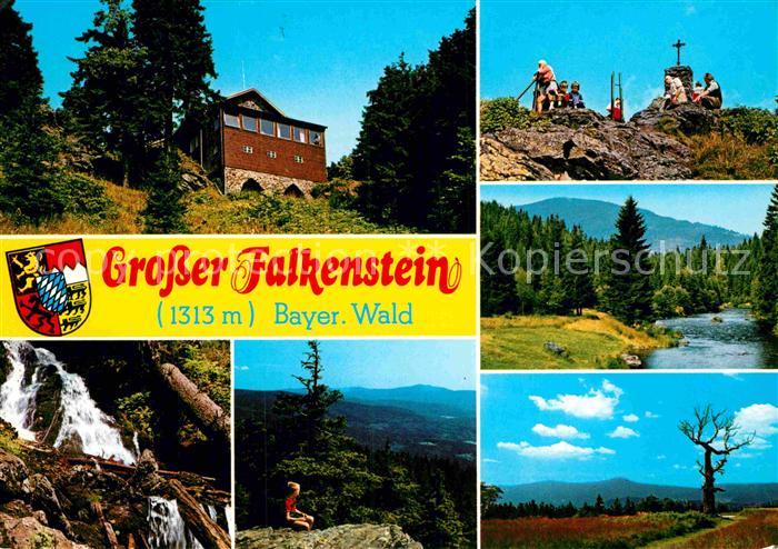Falkenstein Rinchnach Grosser Falkenstein Gipfelkreuz Wasserfall Panorama