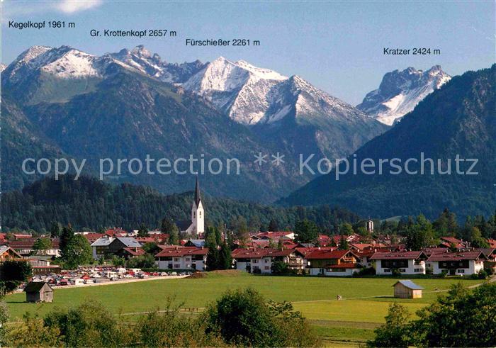 Oberstdorf mit Kegelkopf Krottenkopf Fuerschiesser Kratzer