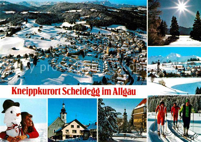 Scheidegg Allgaeu Fliegeraufnahme Teilansichten Kirche Skilanglauf