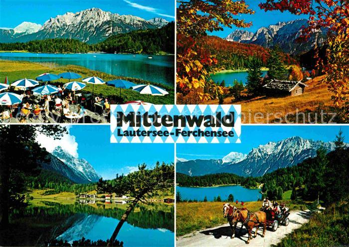 Mittenwald Bayern mit Lautersee und Ferchensee Pferdewagen
