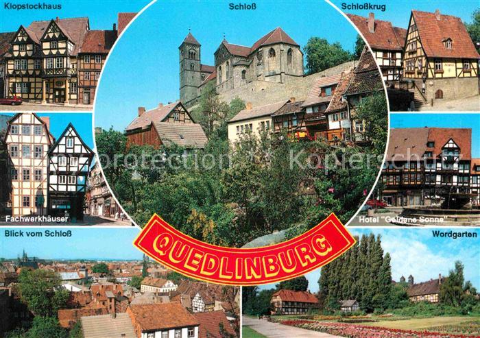 Quedlinburg Harz Klopstockhaus Fachwerkhaeuser Schloss Schlosskrug Hotel Wordgar