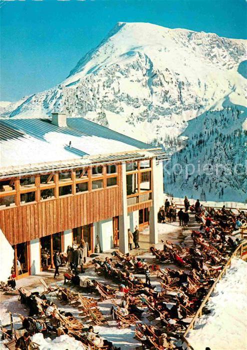 Jenner Berchtesgaden Berggaststaette Sonnenterrasse mit Schneibstein Alpen