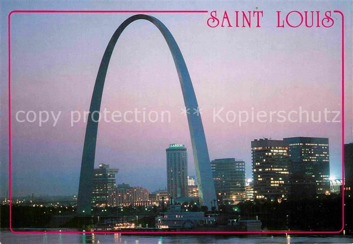 Saint Louis Missouri Lights of evening glow Mississippi River Gateway Arch