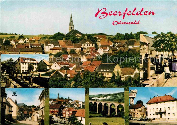 Beerfelden Odenwald Ortsansichten mit Kirche Viadukt