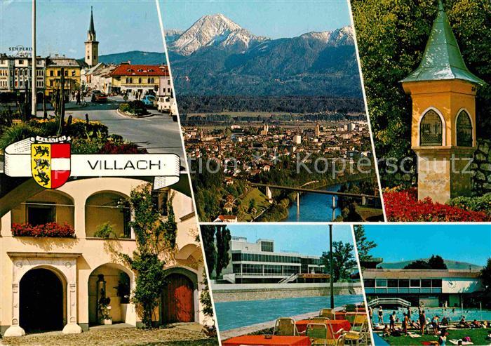 Villach Kaernten Gesamtansicht Kongressstadt Alpenpanorama Platz Kirche Bildstoc