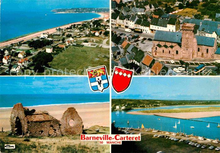 Barneville-Carteret Küste Kirche Strand Fliegeraufnahmen Ru