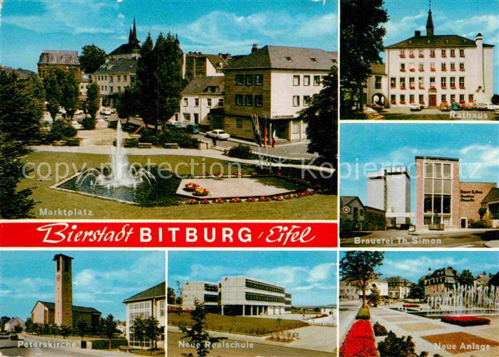 Bitburg Marktplatz Rathaus Brauerei Th Simon Neue Anlage Realschule Peterskirche