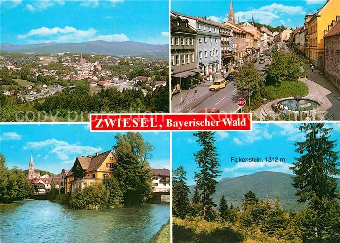 Zwiesel Niederbayern Panorama Falkenstein Bayerischer Wald Ortsmotiv am Fluss Ha