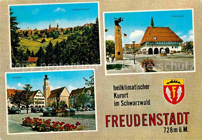 FREUDENSTADT BW Kurort im Schwarzwald Stadthaus Denkmal Rathaus Brunnen Wappen