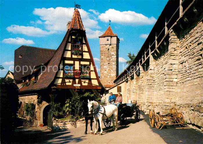 Rothenburg Tauber Alte Schmiede Pferdekutsche Stadtmauer Turm