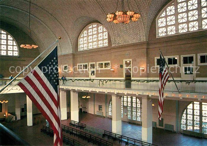 Ellis Island New York Registry Room Great Hall American Flag