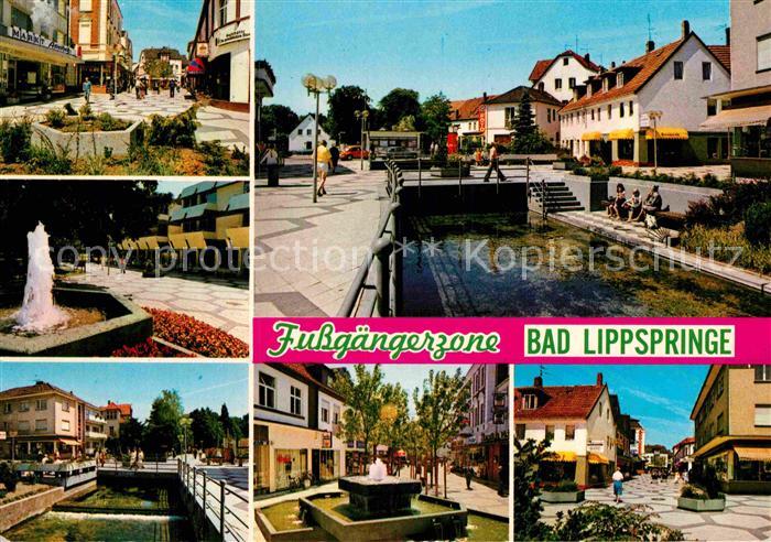 Bad Lippspringe Fussgaengerzone Springbrunnen Partie am Bach
