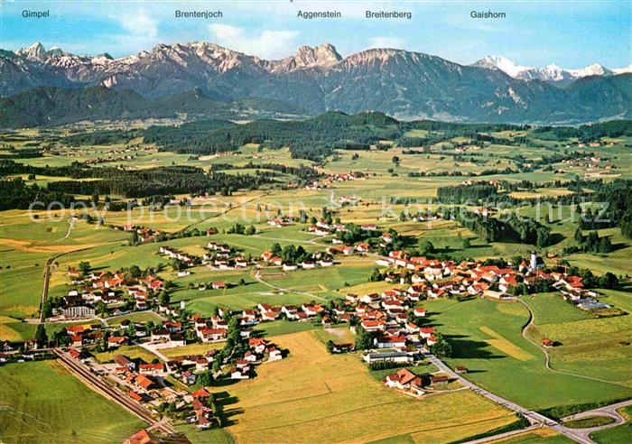 Seeg Gesamtansicht mit Alpenpanorama Fliegeraufnahme