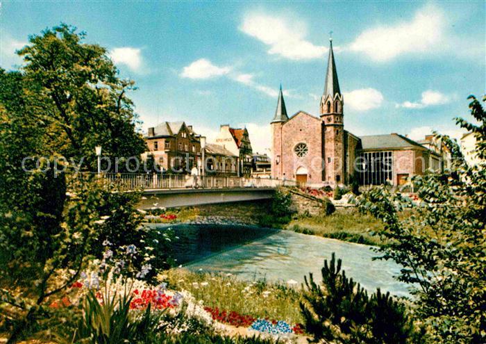 Bad Neuenahr-Ahrweiler Ahrbruecke mit Kirche