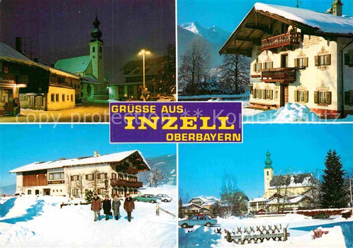 Inzell Ortsmotiv mit Kirche Hotel Gaststaette Luftkurort Wintersportplatz Bayeri