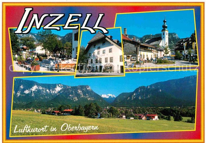 Inzell Ortsansicht mit Kirche Platz Luftkurort Wintersportplatz Bayerische Alpen
