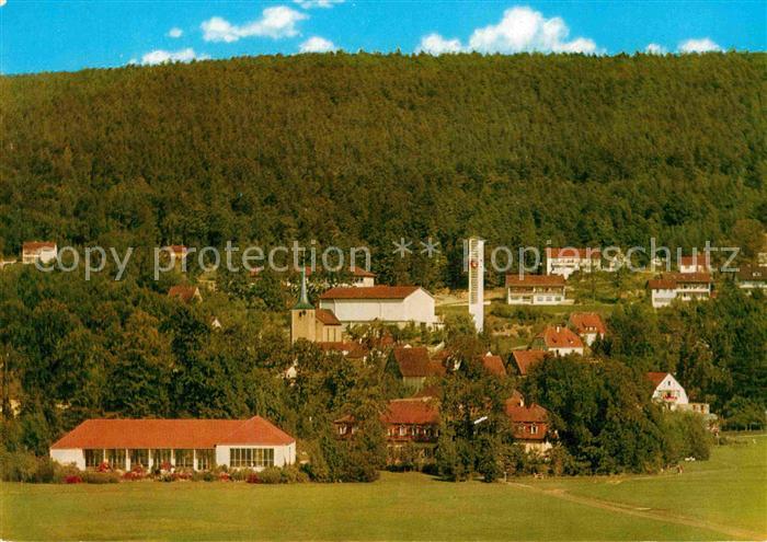 Bad Bocklet Ortsansicht mit Kirche Staerkste Stahlquelle Deutschlands