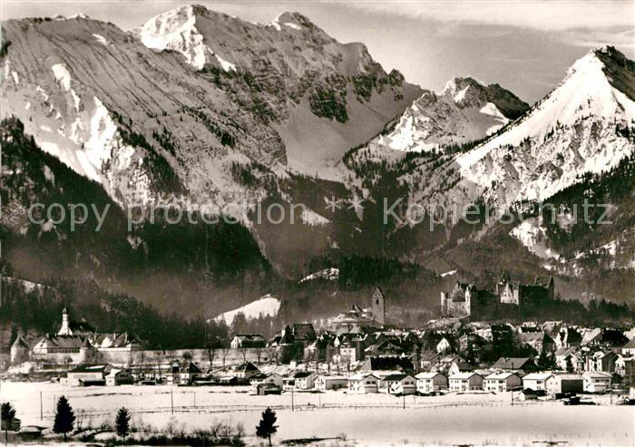Fuessen Allgaeu Gesamtansicht Wintersportplatz mit Alpenpanorama