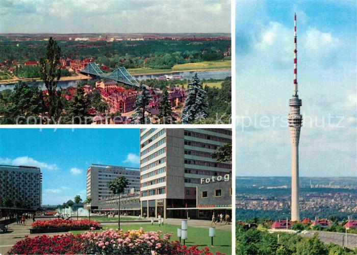 DRESDEN Elbe Panorama Blick von der Loschwitzstrasse Prager Strasse Fernsehturm