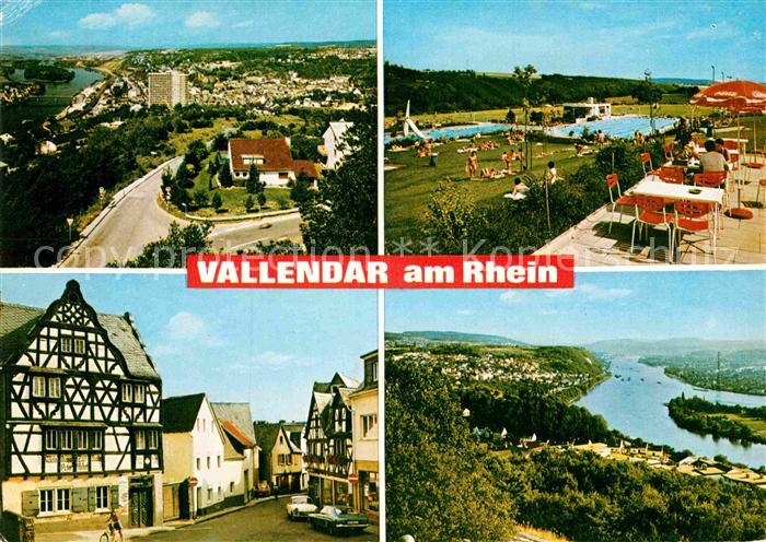 Vallendar Panorama Rheintal Innenstadt Fachwerkhaeuser Freibad