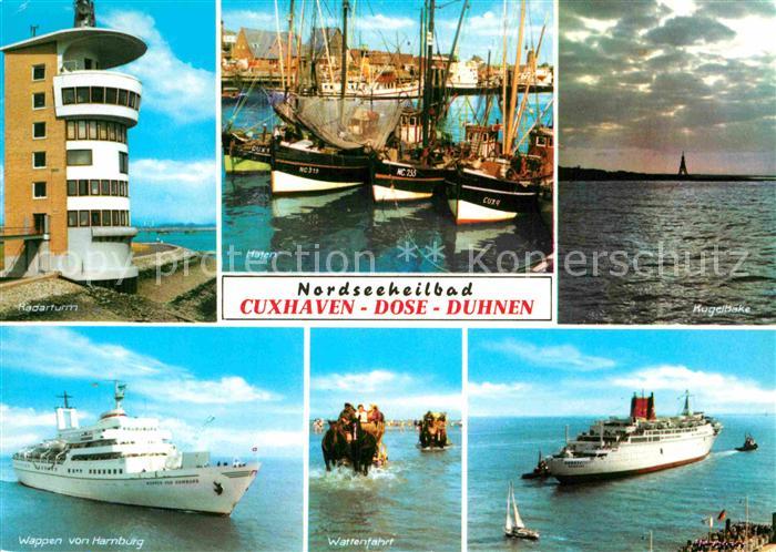 Cuxhaven Duhnen Nordseebad Radarturm Hafen Kugelbake MS Wappen von Hamburg Watte