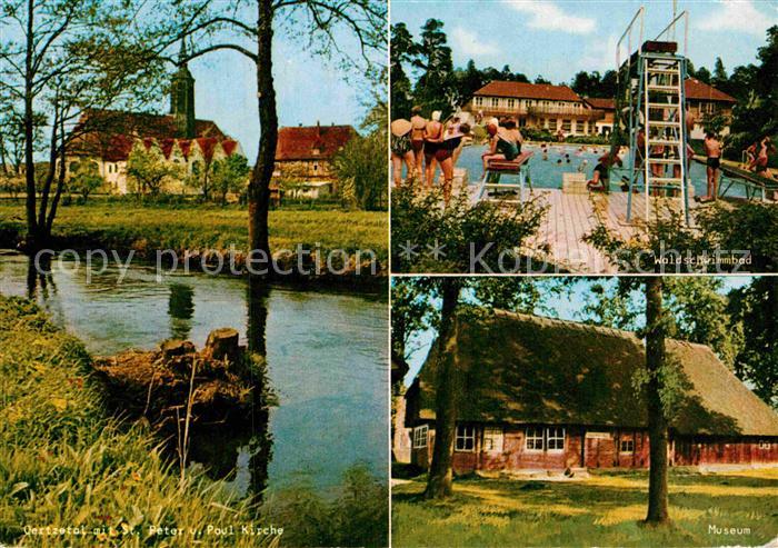 Hermannsburg Oertzetal mit St Peter und Paul Kirche Waldschwimmbad Museum