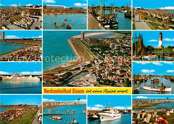 Buesum Nordseebad Musikpavillon Strandpartien Kutterhafen Fliegeraufnahme Leucht