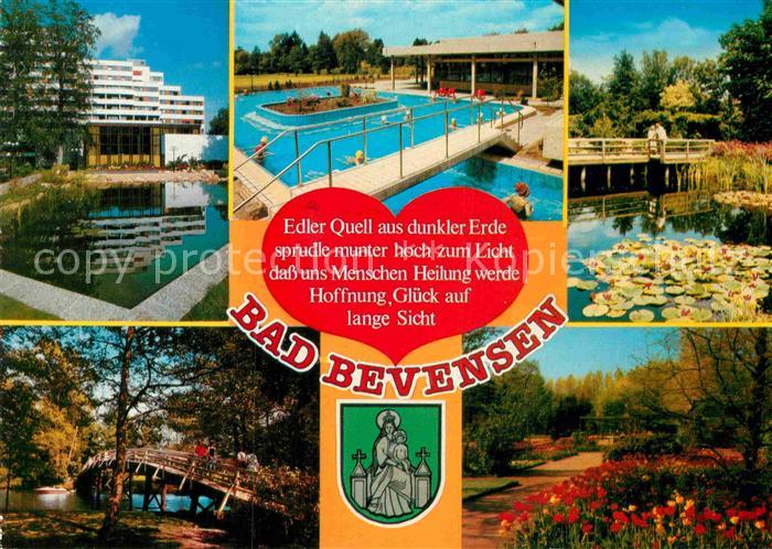 Bad Bevensen Kurhaus Freibad Seerosenteich Brueckchen Park