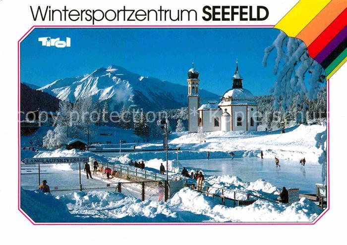 Seefeld Tirol Eislaufbahn mit Seekirchlein