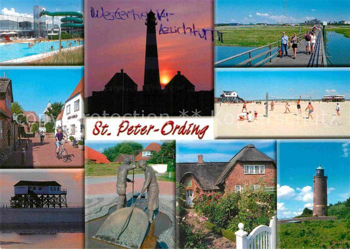 St Peter-Ording Schwimmbad Seebruecke Strand Skulptur Friesenhaus Leuchtturm