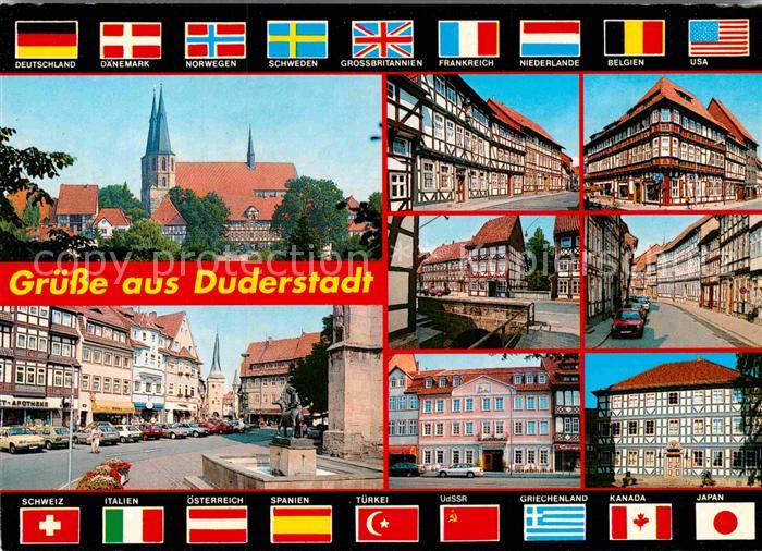 Duderstadt Niedersachsen Kirche Fachwerkhaeuser Marktplatz