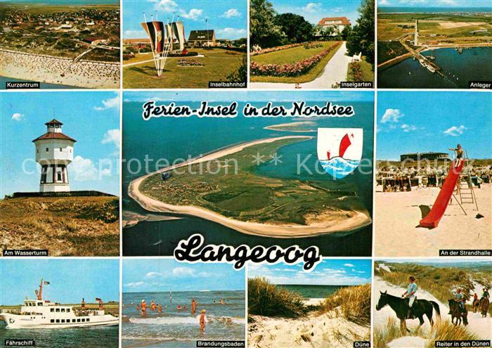 Langeoog Nordseebad Kurzentrum Inselbahnhof Inselgarten Anleger Wasserturm Flieg
