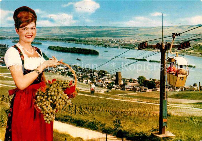 Ruedesheim Rhein Panorama Seilbahn Trachtenmaedchen