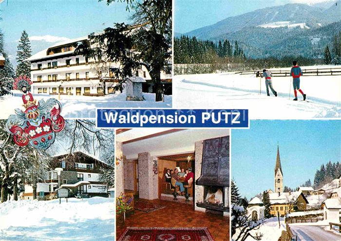 Berg Drautal Waldpension Putz Gastraum Kirche Loipe