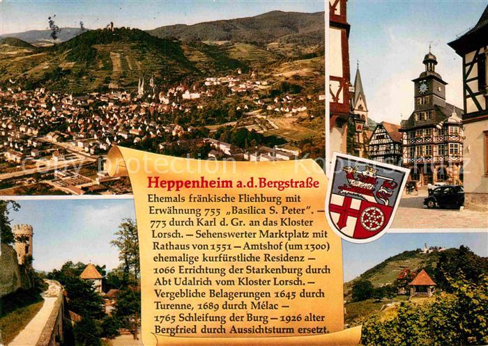 Heppenheim Bergstrasse Panorama Fliehburg Marktplatz Rathaus Kloster