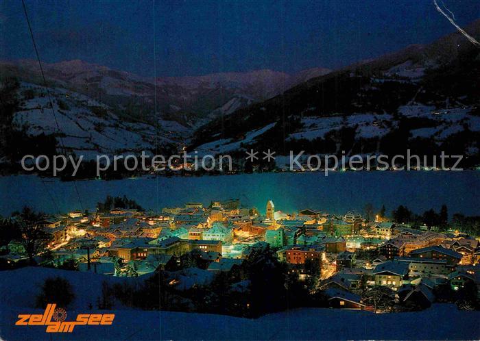 Zell See mit Thumersbach bei Nacht