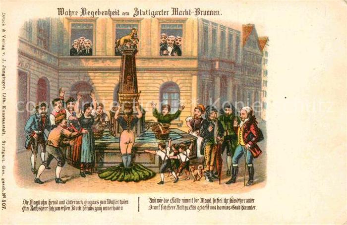STUTTGART  CITY Wahre Begebenheit am Markt-Brunnen