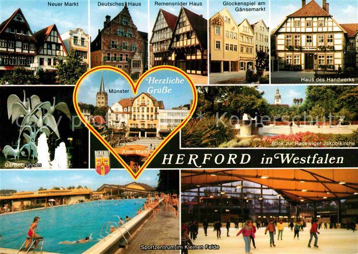 Herford Schwimmbad Eisbahn Muenster Gaensemarkt Gaensebrunnen